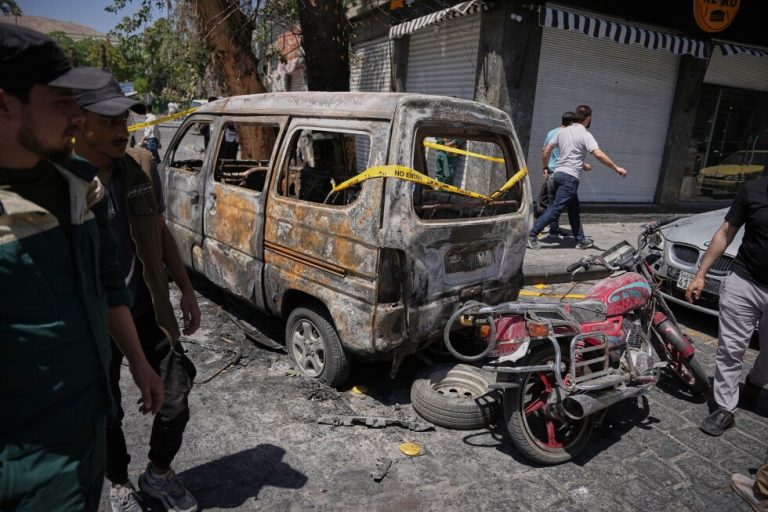 Explosions rock Syria’s capital as French President Macron visits – AP News